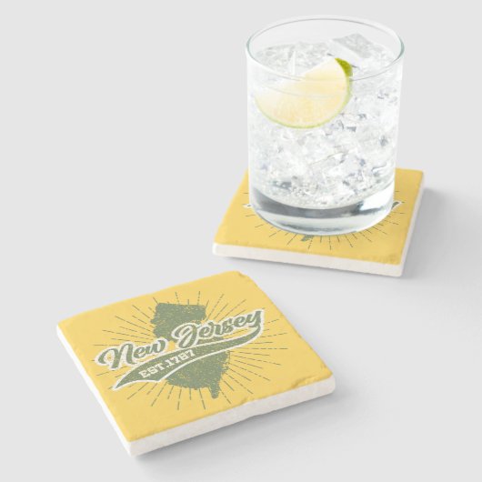 Vintages New Jersey Steinuntersetzer (Seitenansicht)