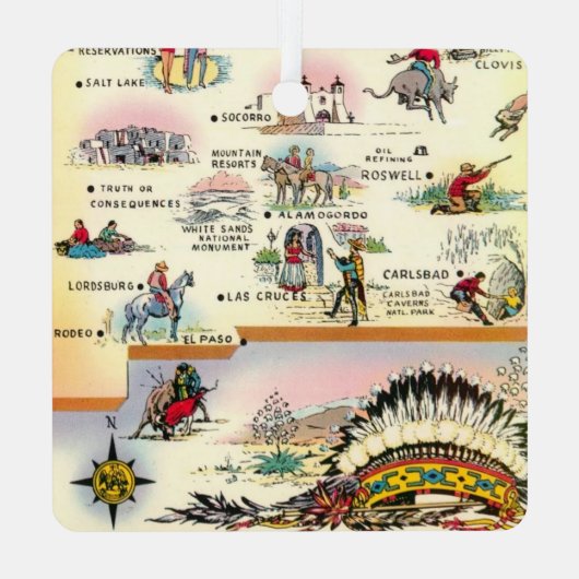 Vintages New Mexico Map Ornament (Rückseite)