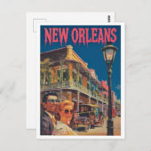 Vintages New Orleans Französisches Viertel Reisen Postkarte (Vorne/Hinten)