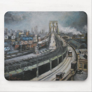 Vintages New York City, das Brooklyn-Brücke malt Mousepad
