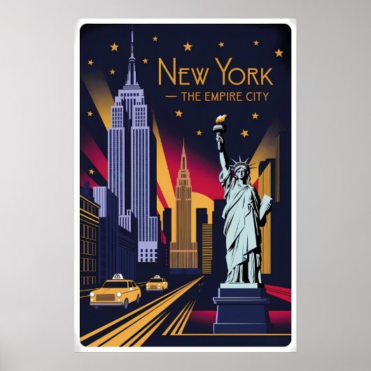 Vintages New York - Empire State & Liberty Poster (Vorne)