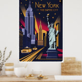 Vintages New York - Empire State & Liberty Poster (Küche)
