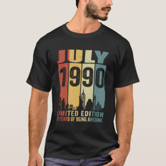 Vintages New York Juli 1990 33 Jahre alt 33 Jahre T-Shirt