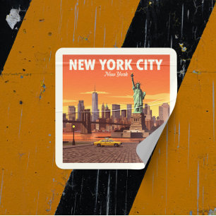 Vintages New York Quadratischer Aufkleber