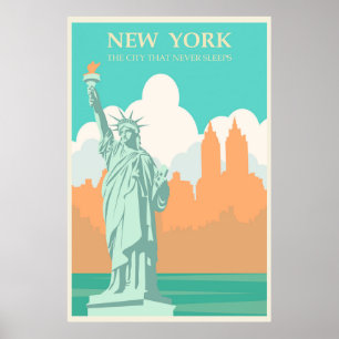 Vintages New Yorker Poster Lady Liberty Leinwand P