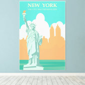 Vintages New Yorker Poster Lady Liberty Leinwanddruck (Insitu (Holzboden))