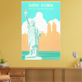 Vintages New Yorker Poster Lady Liberty Leinwanddruck (Insitu (Wohnzimmer))
