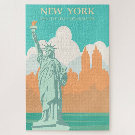 Vintages New Yorker Poster Lady Liberty Puzzle (Vertikal)