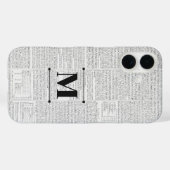Vintages Newsprint-Monogramm Case-Mate iPhone Hülle (Rückseite (Horizontal))