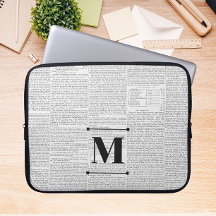 Vintages Newsprint-Monogramm Laptopschutzhülle