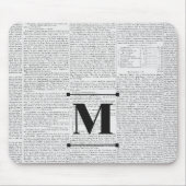 Vintages Newsprint-Monogramm Mousepad (Vorne)