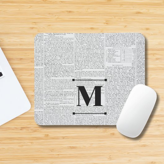 Vintages Newsprint-Monogramm Mousepad