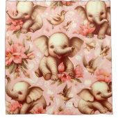 Vintages Niedliches Baby Elephant Muster Duschvorhang (Vorderseite)