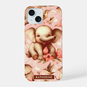 Vintages Niedliches Baby Elephant Muster iPhone 15 Hülle
