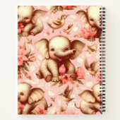 Vintages Niedliches Baby Elephant Muster Notizblock (Rückseite)