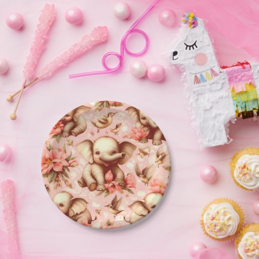 Vintages Niedliches Baby Elephant Muster Pappteller (Party)