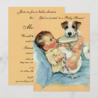 Vintages Niedliches Baby Flasche Welpen Hund, Baby