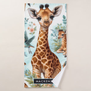 Vintages Niedliches Baby Giraffe Muster Badehandtuch