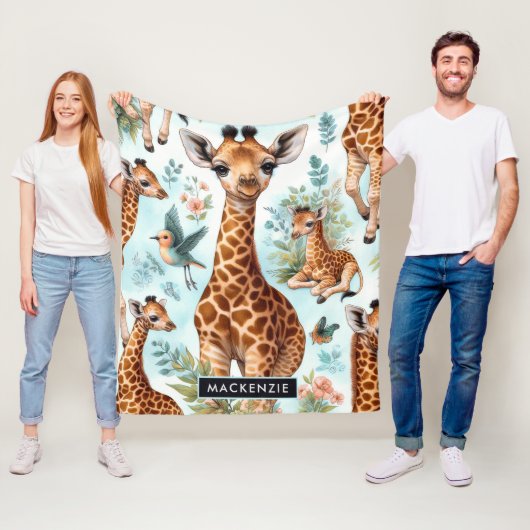 Vintages Niedliches Baby Giraffe Muster Fleecedecke (Beispiel)