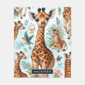 Vintages Niedliches Baby Giraffe Muster Fleecedecke (Vorderseite)