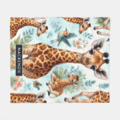 Vintages Niedliches Baby Giraffe Muster Fleecedecke (Vorderseite (Horizontal))