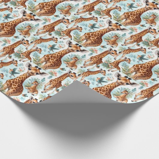 Vintages Niedliches Baby Giraffe Muster Geschenkpapier (Ecke)