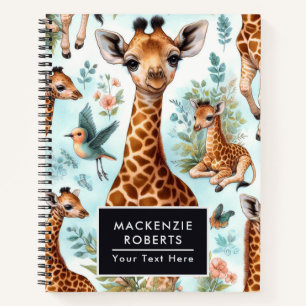 Vintages Niedliches Baby Giraffe Muster Notizblock