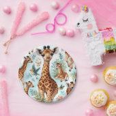 Vintages Niedliches Baby Giraffe Muster Pappteller (Party)