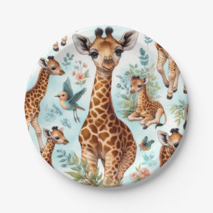 Vintages Niedliches Baby Giraffe Muster Pappteller