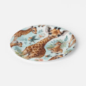 Vintages Niedliches Baby Giraffe Muster Pappteller (Schrägansicht)