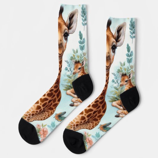 Vintages Niedliches Baby Giraffe Muster Socken (Linkes Detail)