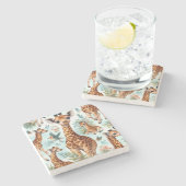 Vintages Niedliches Baby Giraffe Muster Steinuntersetzer (Seitenansicht)