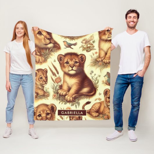 Vintages Niedliches Baby Lion Pattern Fleecedecke (Beispiel)