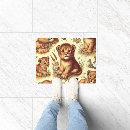 Vintages Niedliches Baby Lion Pattern Fußmatte (Indoor)