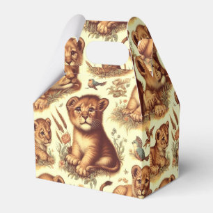 Vintages Niedliches Baby Lion Pattern Geschenkschachtel