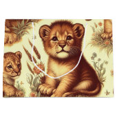 Vintages Niedliches Baby Lion Pattern Große Geschenktüte (Vorderseite)