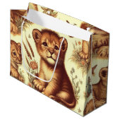 Vintages Niedliches Baby Lion Pattern Große Geschenktüte (Vorderseite Schrägansicht)