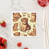 Vintages Niedliches Baby Lion Pattern Serviette (Beispiel)