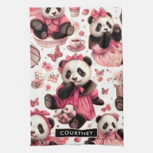 Vintages Niedliches Baby Panda Nahtlos Geschirrtuch