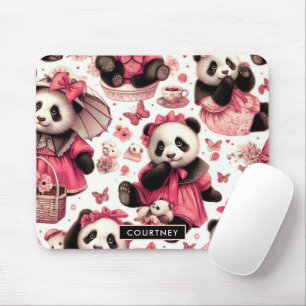Vintages Niedliches Baby Panda Nahtlos Mousepad