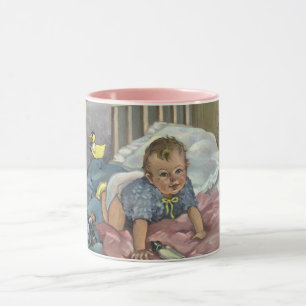 Vintages Niedliches Baby-Spielen in der Kinderkrip Tasse