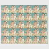 Vintages Niedliches Baby-Talk am Telefon Welpenhun Geschenkpapier (Flach)