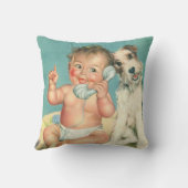 Vintages Niedliches Baby-Talk am Telefon Welpenhun Kissen (Rückseite)