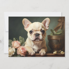 Vintages Niedliches Bulldog Puppy-Portrait Feiertagskarte