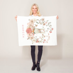 Vintages Niedliches Bunny Botanical Baby Girl Kind Fleecedecke