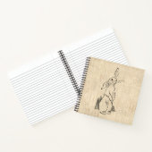 Vintages Niedliches Bunny Rabbit Art Script Hinter Notizblock (Innenseite)