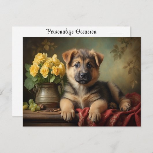 Vintages Niedliches deutsches Shepard Puppy Dog Po Postkarte (Vorne/Hinten)