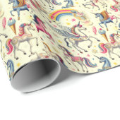 Vintages Niedliches Einhornmuster Geschenkpapier (Rolleneckpunkt)