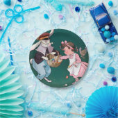 Vintages Niedliches Girl Bunny Rabbit Ostereier Pappteller (Party)