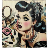 Vintages Niedliches Goth Button Up Duschvorhang (Vorderseite)